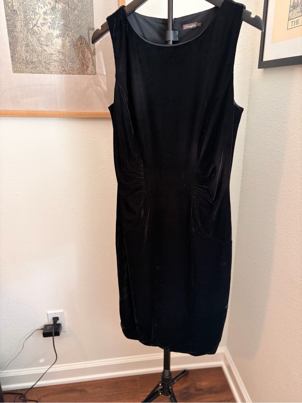 Classic 90s Black Velvet Sheath Dress by J McLaughlin
